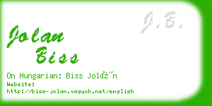 jolan biss business card